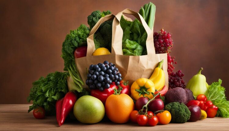 paper bag filled with fruits and vegetables